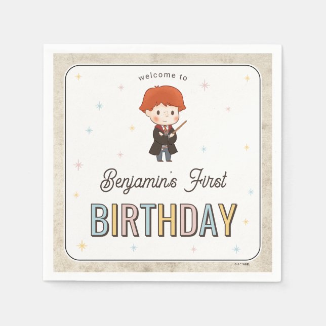 Harry Potter Chibi Ron Weasley Wizard Birthday Napkins (Front)