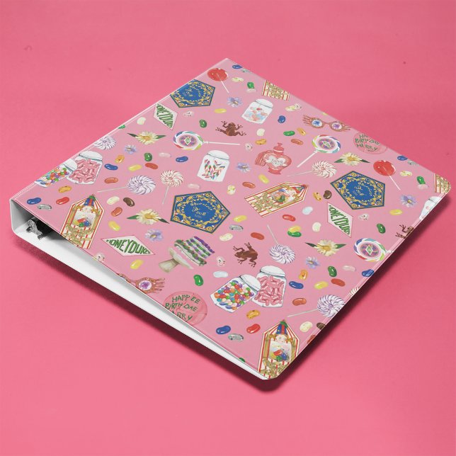 HARRY POTTER™ | Chocolate Frogs & Candy Pattern 3 Ring Binder (Binder on table)