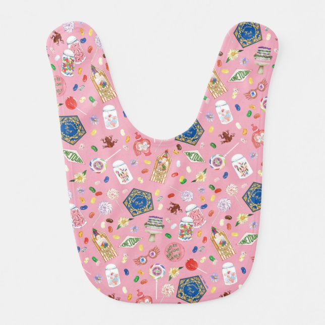 HARRY POTTER™ | Chocolate Frogs & Candy Pattern Baby Bib (Front)