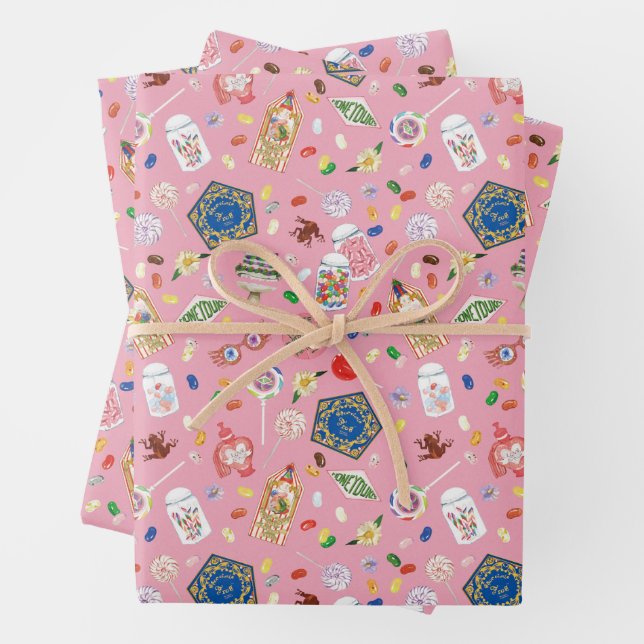 HARRY POTTER™ | Chocolate Frogs & Candy Pattern Wrapping Paper Sheets (In situ)