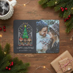 HARRY POTTER™ Cross-Stitch Holiday Invitation<br><div class="desc">Check out this adorable cartoon cross-stitch graphic of Ron Weasley,  Harry Potter,  and Hermione Granger at an enchanted Hogwarts Christmas feast,  featuring a decorated tree,  floating candles,  and snowflakes in the background. Personalize by adding your favorite photo and text!</div>