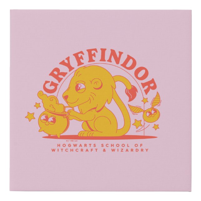 HARRY POTTER™ | Cute GRYFFINDOR™ Hogwarts School Faux Canvas Print (Front)