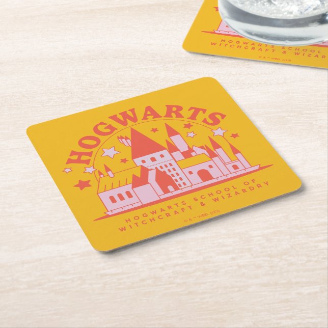 HARRY POTTER™ | Cute HOGWARTS™ School Square Paper Coaster (Angled)