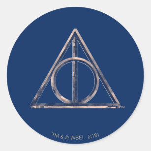 Harry Potter   Deathly Hallows Watercolor Classic Round Sticker