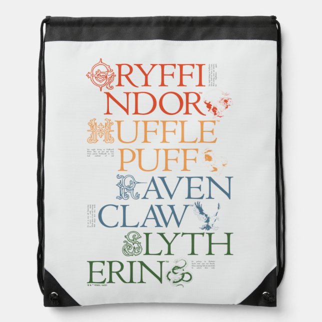 HARRY POTTER™ | Delicate Sketch HOGWARTS™ Houses Drawstring Bag (Front)