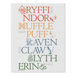 HARRY POTTER™   Delicate Sketch HOGWARTS™ Houses Faux Canvas Print