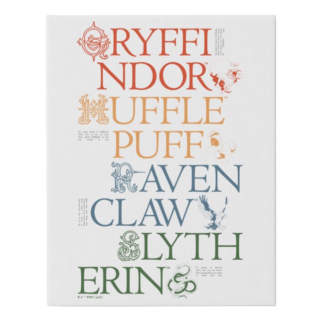 HARRY POTTER™ | Delicate Sketch HOGWARTS™ Houses Faux Canvas Print (Front)