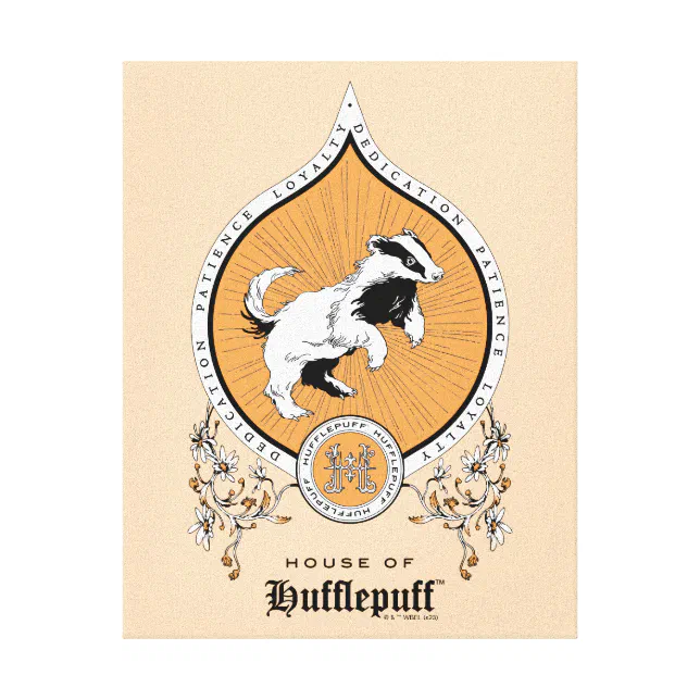 HARRY POTTER™ | Delicate Sketch HUFFLEPUFF™ Crest Canvas Print | Zazzle