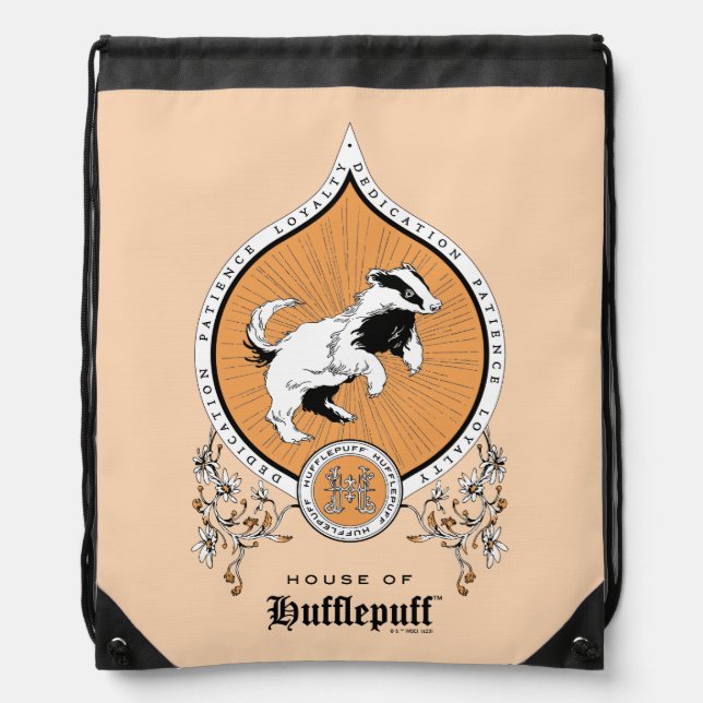HARRY POTTER™ | Delicate Sketch HUFFLEPUFF™ Crest Drawstring Bag (Front)