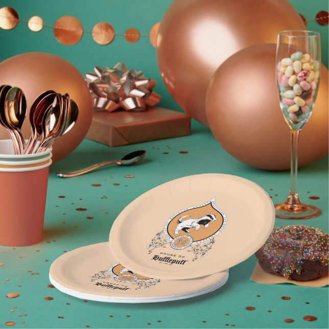 HARRY POTTER™ | Delicate Sketch HUFFLEPUFF™ Crest Paper Plates (Multi)