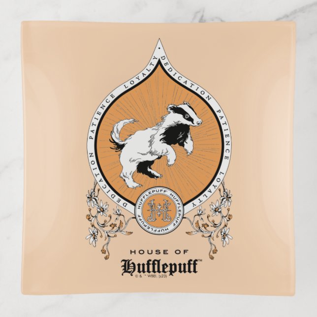 HARRY POTTER™ | Delicate Sketch HUFFLEPUFF™ Crest Trinket Tray (Front)