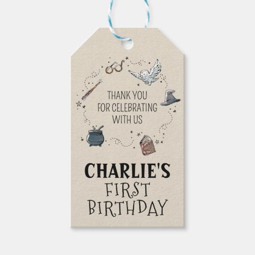 Harry Potter First Birthday Thank You Favor Gift Tags
