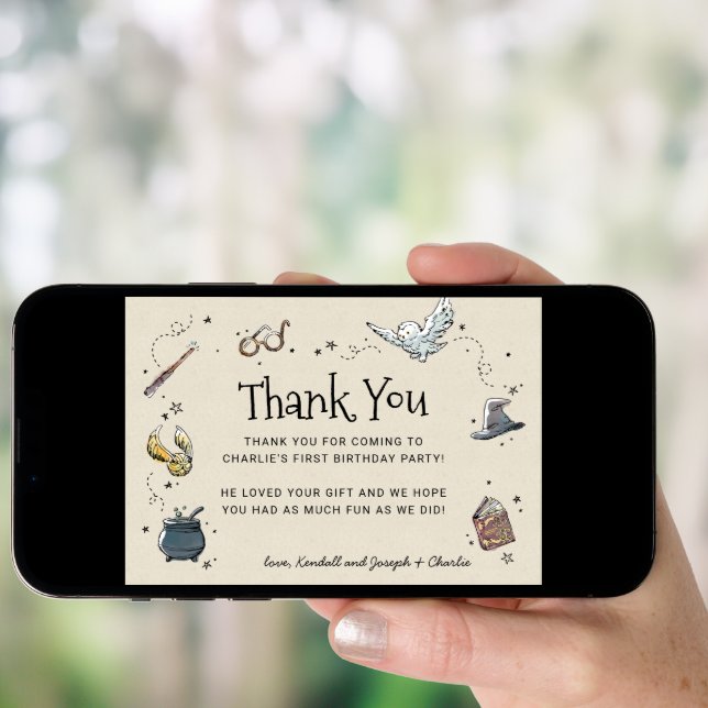 Harry Potter First Birthday Thank You Invitation (Front Digital)