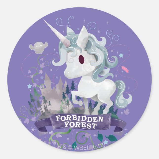Harry Potter | Forbidden Forest Unicorn Graphic Classic Round Sticker (Front)