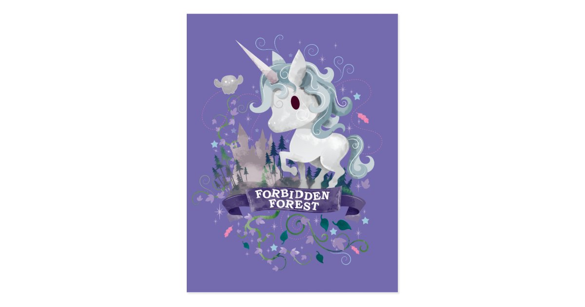 Harry Potter Forbidden Forest Unicorn Graphic Postcard Zazzle Com