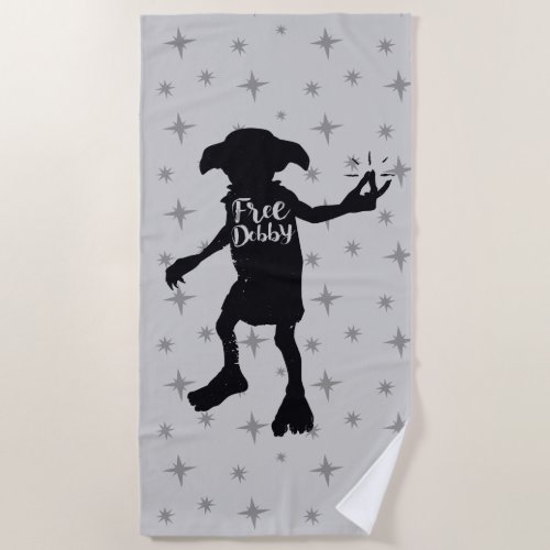 Harry Potter  Free Dobby Silhouette Typography Beach Towel