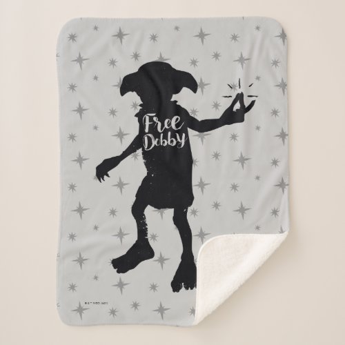 Harry Potter  Free Dobby Silhouette Typography Sherpa Blanket