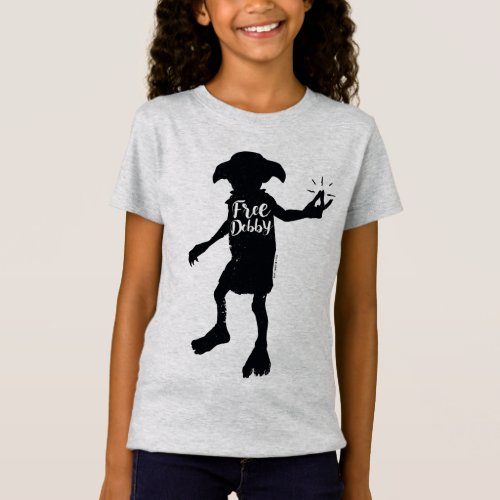 Harry Potter  Free Dobby Silhouette Typography T_Shirt