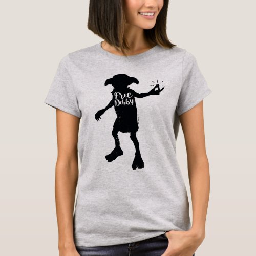 Harry Potter  Free Dobby Silhouette Typography T_Shirt