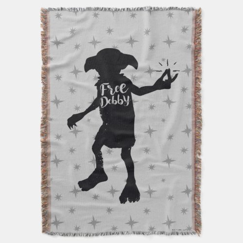 Harry Potter  Free Dobby Silhouette Typography Throw Blanket