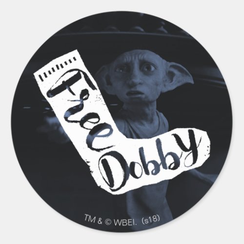 Harry Potter  Free Dobby Sock Typography Classic Round Sticker