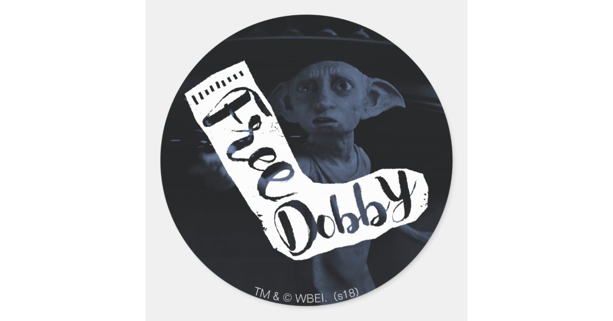 Harry Potter | "Free Dobby" Sock Typography Classic Round Sticker | Zazzle