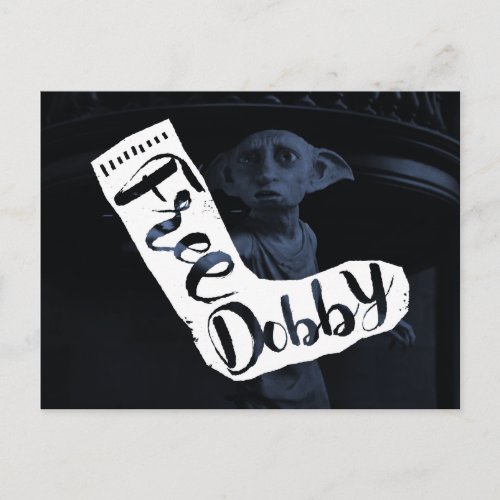 Harry Potter  Free Dobby Sock Typography Postcard