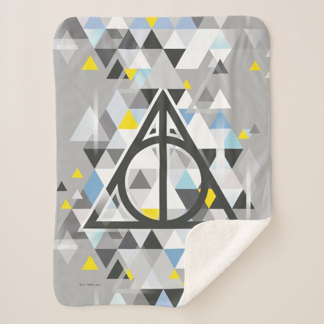 Harry Potter | Geometric Deathly Hallows Symbol Sherpa Blanket (Front)