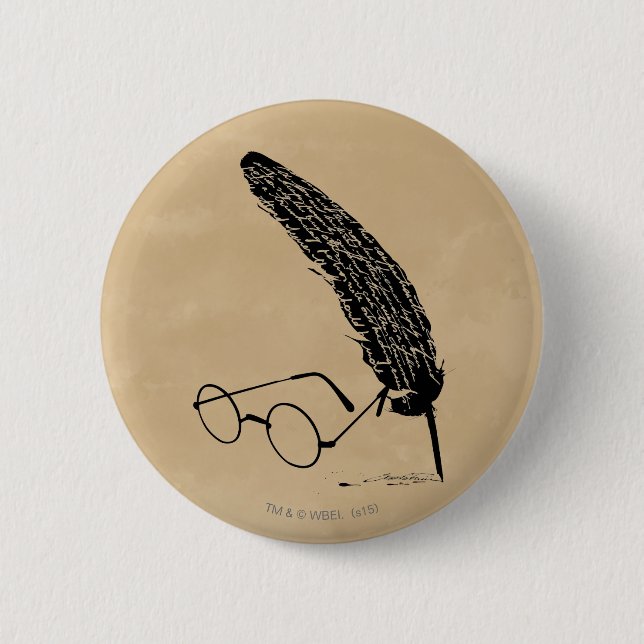 Harry Potter | Glasses And Quill Button (Front)
