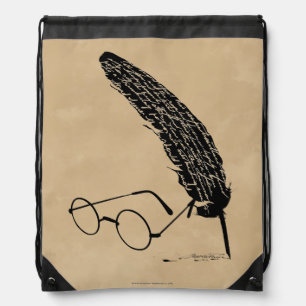 Harry Potter Glasses And Quill Drawstring Bag