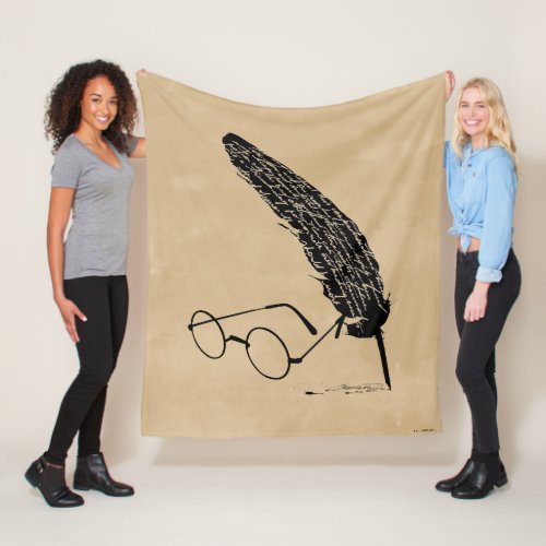 Harry Potter  Glasses And Quill Fleece Blanket