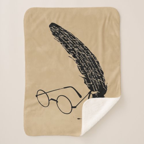 Harry Potter  Glasses And Quill Sherpa Blanket