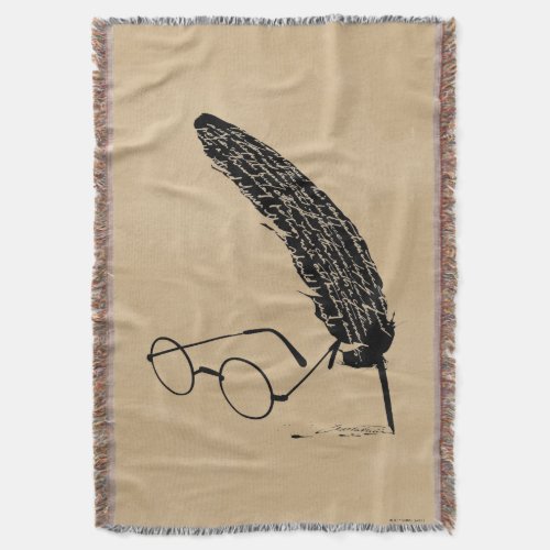 Harry Potter  Glasses And Quill Throw Blanket