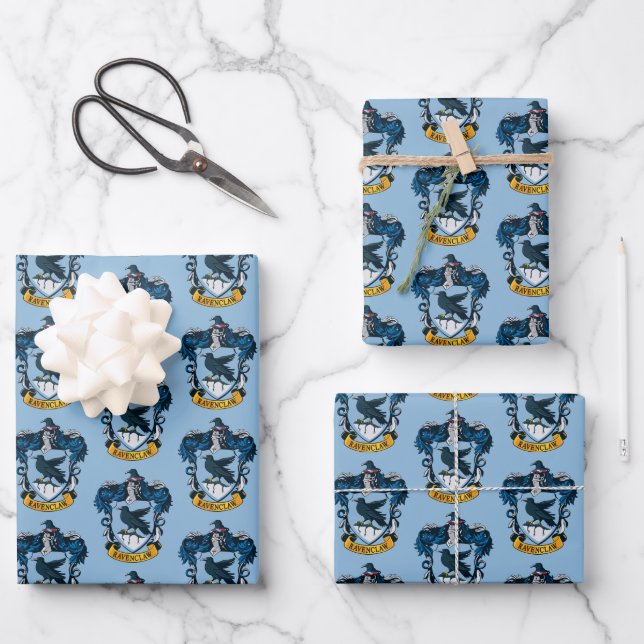 Harry Potter  | Gothic Ravenclaw Crest Wrapping Paper Sheets (Front)