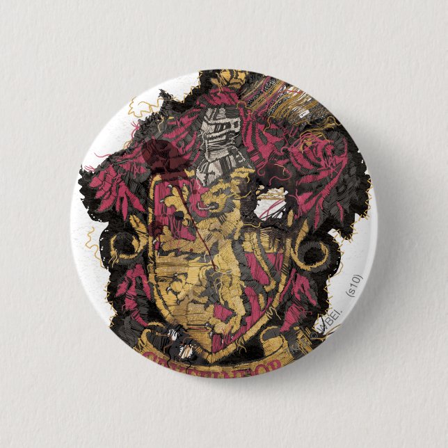 Harry Potter | Gryffindor Crest - Destroyed Pinback Button (Front)
