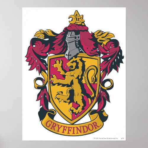 Harry Potter  Gryffindor Crest Gold and Red Poster