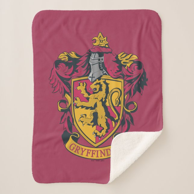 Harry Potter | Gryffindor Crest Gold and Red Sherpa Blanket (Front)