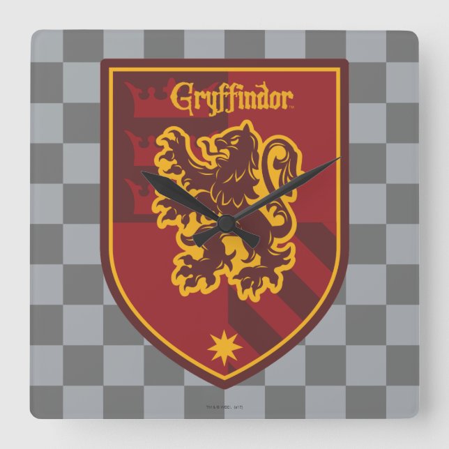 Harry Potter | Gryffindor House Pride Crest Square Wall Clock (Front)