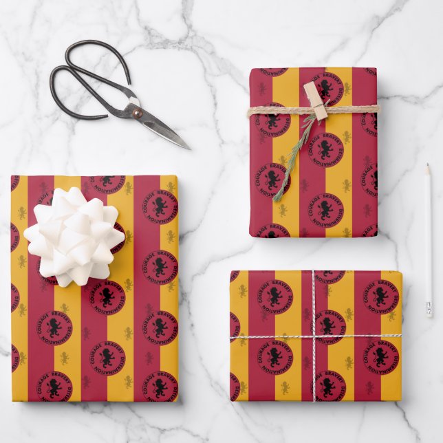 Harry Potter | GRYFFINDOR™ House Traits Graphic Wrapping Paper Sheets (Front)