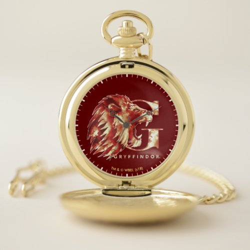Harry Potter  GRYFFINDOR Lion Watercolor Pocket Watch