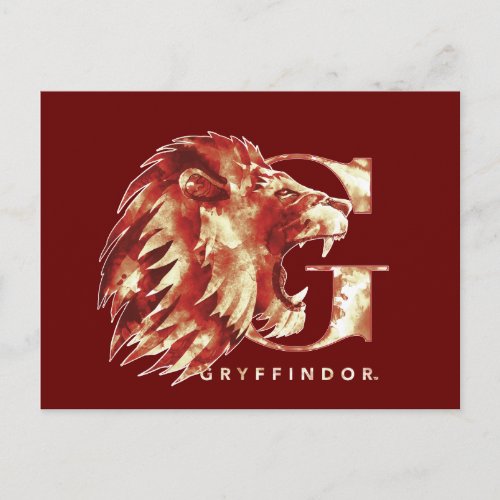 Harry Potter  GRYFFINDOR Lion Watercolor Postcard