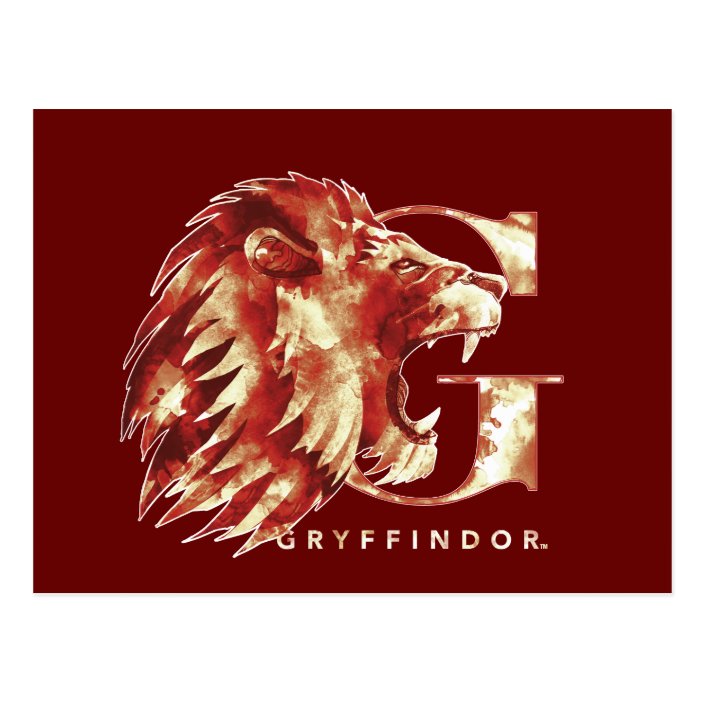 Harry Potter Gryffindor Lion Watercolor Postcard Zazzle Com