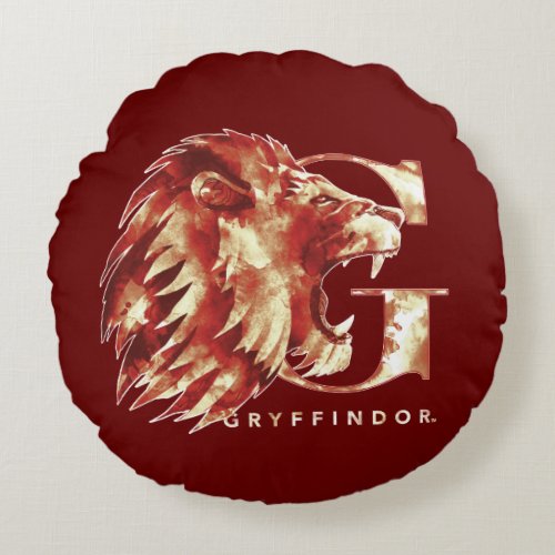 Harry Potter  GRYFFINDOR Lion Watercolor Round Pillow