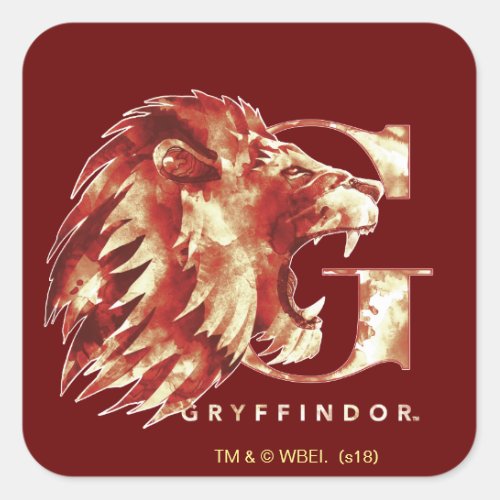 Harry Potter  GRYFFINDOR Lion Watercolor Square Sticker
