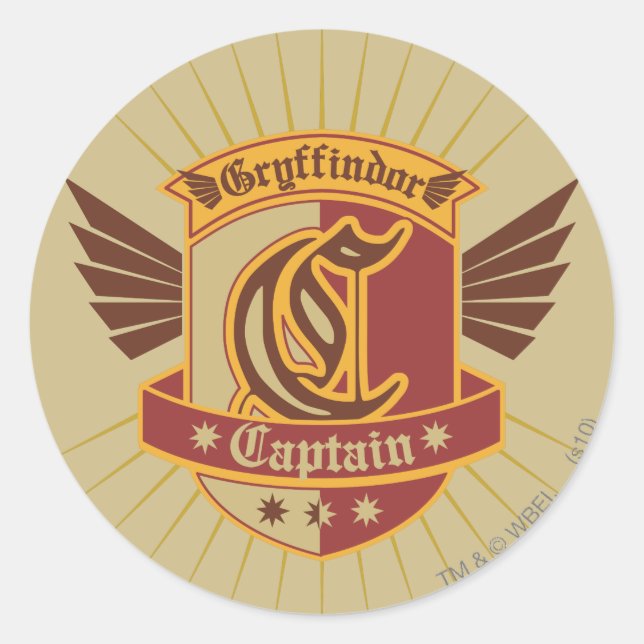 Harry Potter | Gryffindor QUIDDITCH� Captain Emble Classic Round Sticker (Front)
