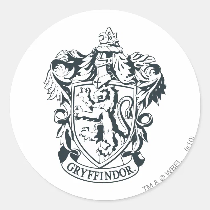 Harry Potter | Gryffindor Stencil Sketch Classic Round Sticker | Zazzle