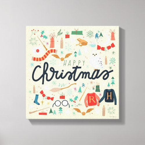 Harry Potter  Happy Christmas With Festive Icons Canvas Print