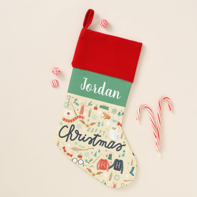 Harry Potter | Happy Christmas With Festive Icons Christmas Stocking (Front)