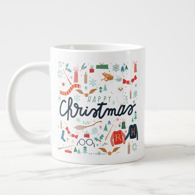 Harry Potter | Happy Christmas With Festive Icons Giant Coffee Mug (Left)