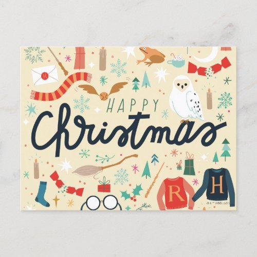 Harry Potter  Happy Christmas With Festive Icons Holiday Postcard